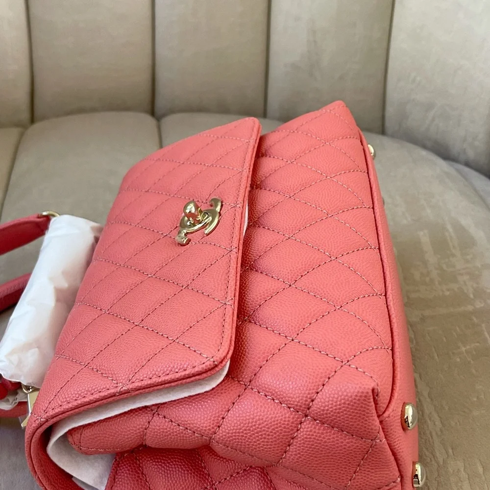 NEW CHANEL 22A Pink Caviar Small/ Old Mini Coco Handle Flap w/ receipt - Picture 8 of 15